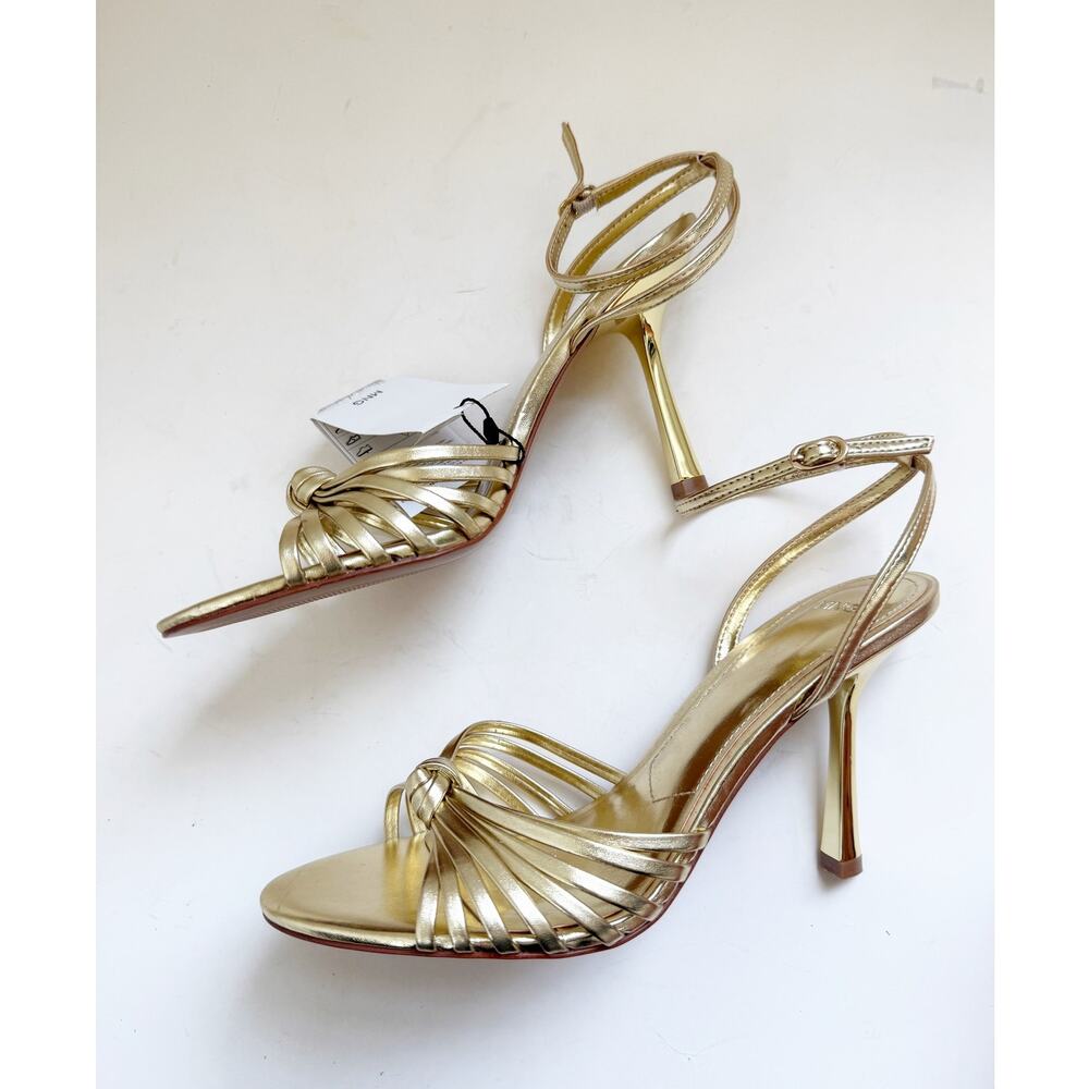 NWOB Mango Strappy Gold Heeled Sandal Size 40 Mango 9 US - Picture 3 of 8